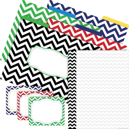 Barker Creek Nautical Chevron Get Organized Office Kit, Multi-Design Set, 107/Set 112